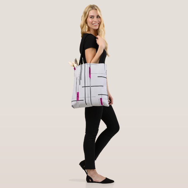 Tela Bolso tote moderno abstracto con acentos de plata  (Puesto)