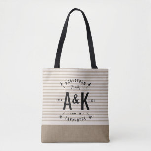Tela Bolso Tote Monograma de la Familia Rustic Arrow