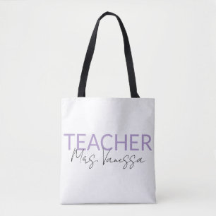 Tela Bolso Tote Nombre de Maestro Personalizado, Retro 