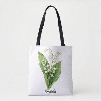 Tela Bolso Tote Personalizado de Lirio de los Valles |