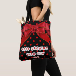 Tela Bolso tote personalizado de lunares rojos con lazo