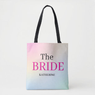 Tela Bolso tote personalizado de novia con ombre de arc