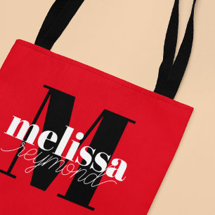 Tela Bolso Toté Rojo con Monograma de Nombre