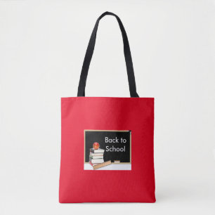Tela Bolso Tote Rojo de Libros Vuelta al Cole
