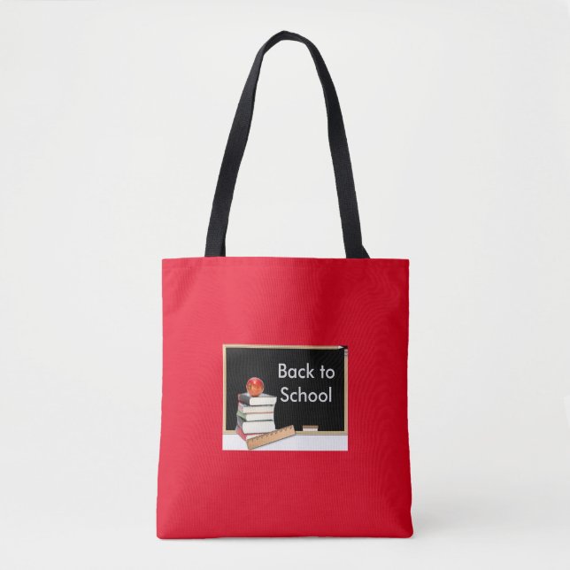 Tela Bolso Tote Rojo de Libros Vuelta al Cole (Anverso)