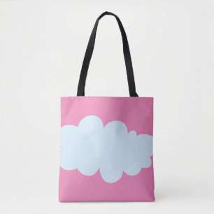 Tela Bolso tote rosa con patrones de nubes