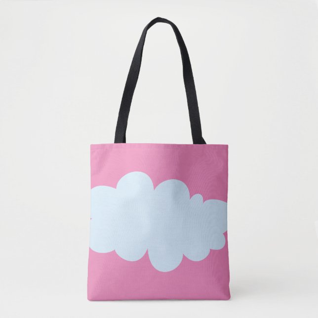 Tela Bolso tote rosa con patrones de nubes (Anverso)