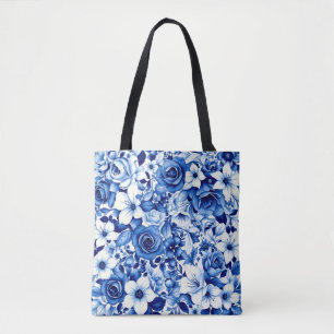 Tela bolso tote sinfonía de rosa azul