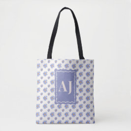 Tela Bolso Totel con Flor de Aster Púrpura y Inicial Pe