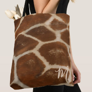 Tela Bolso Totem con Estampado Clásico de Jirafa y Mono