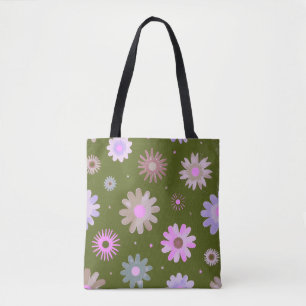 Tela Bolso Totem con Patrón de Flor Moderna