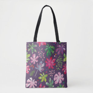 Tela Bolso Totém con Patrón de Floral Intenso en Púrpur