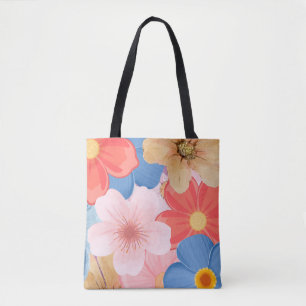 Tela Bolso Totem con Patrón de Jardin Floral Vibrante e
