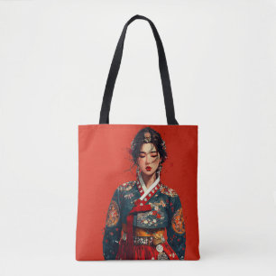 Tela Bolso Totem con retrato de Hanbok moderno