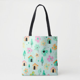 Tela Bolso Totem de Arte Floral Moderno