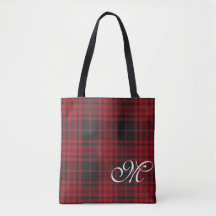 Bolso Totém de Monograma de Cuadros Rojos