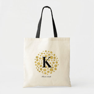 Tela Bolso Totém de Monograma Dorado Moderno Minimalist