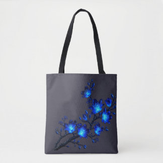 Tela Bolso Totem de Rama Floral Azul Brillante