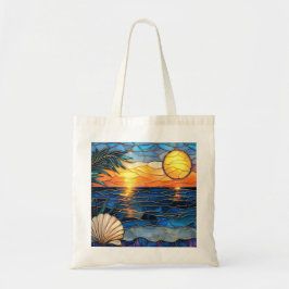 Tela Bolso Totem de Vidrio Emplomado Océano Atardecer