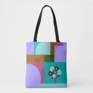 Tela Bolso Totem Moderno de Flor Abstracta en Bloques d