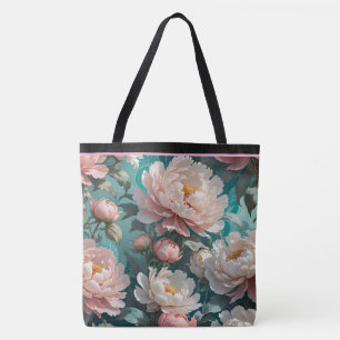 Tela Bolso Totémico de Estampado Múltiple de Peonías Fl
