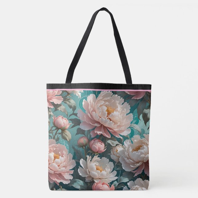 Tela Bolso Totémico de Estampado Múltiple de Peonías Fl (Anverso)