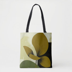 Tela Bolso Totémico de Patrón Floral Abstracto Oliva Mo