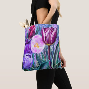 Tela Bolso Totte de Tulipanes Coloridos