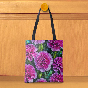 Tela Bolso Totte Imagen de Claveles Rosas No. 3