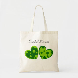 Tela Bolso verde de los corazones