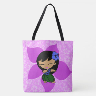 Tela Bolso violeta hawaiano de la playa del chica de