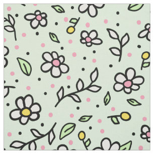 Tela Bonito Doodle Daisy Flowers Cute Girly Pattern
