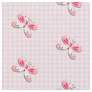 Tela Bonito Mariposa Gingham Plaid Pink White