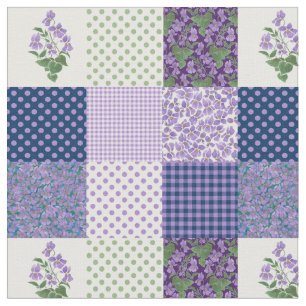 Tela Bonito Mauve Faux Patchwork Sweet Violets Fabric