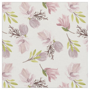 Tela Bonito moderna acuarela estampado floral rosa blan