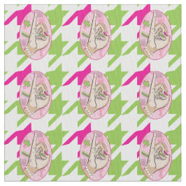 Tela Bonito Perfecta de gallo rosa y verde