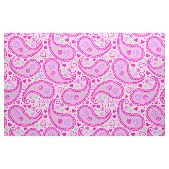 Tela Bonito Pink Paisley Love Hearts ("Cuarto gordo" (fat quarter))