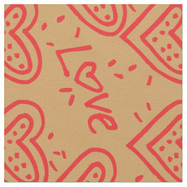 Tela Bonito Red Doodles Hearts Love Pattern