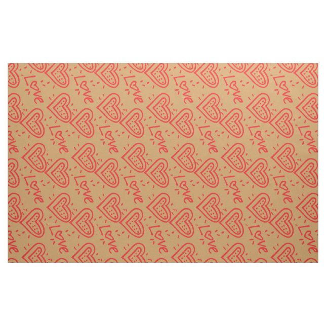 Tela Bonito Red Doodles Hearts Love Pattern ("Cuarto gordo" (fat quarter))