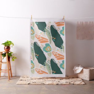 Tela Bonito Resumen Patrón floral Aqua Naranja verde