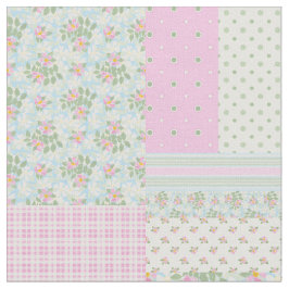 Tela Bonito Rosy Posy Perro Rosas Faux Patchwork Fabric