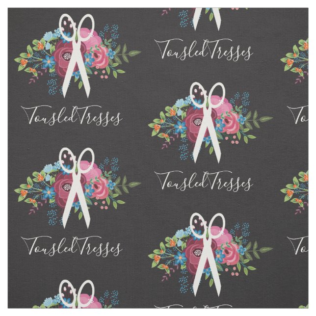 Tela Borgoña Rosa Blanca Tijeras Blancas Salon del Pelo (Retal)