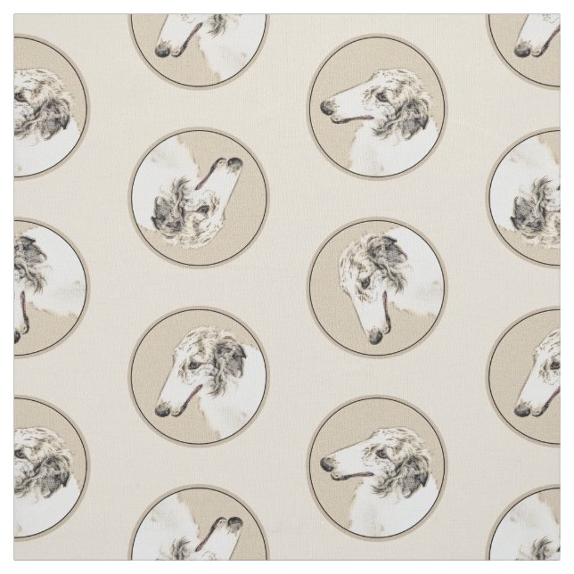 Tela Borzoi Silver Brindle Pintura de perro lobo (Retal)