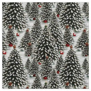 Tela Bosque de árboles de Navidad cubiertos de nieve