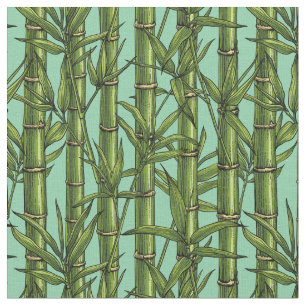 Tela Bosque de bambú en azul claro