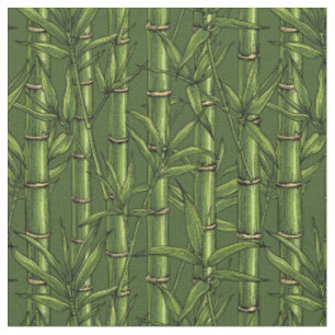 Tela Bosque de bambú en verde