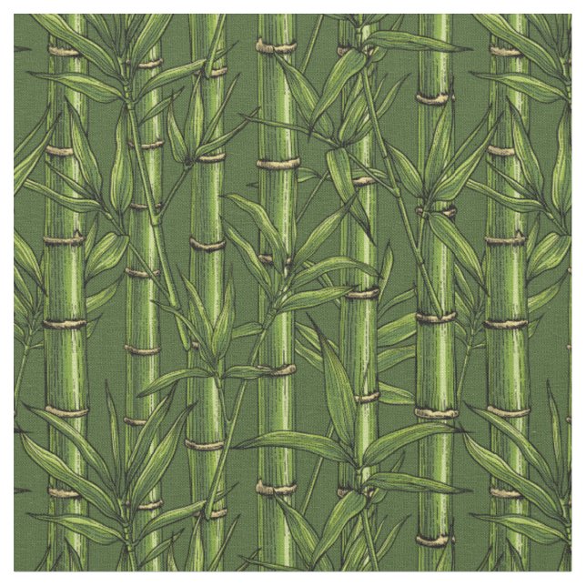 Tela Bosque de bambú en verde (De cerca)