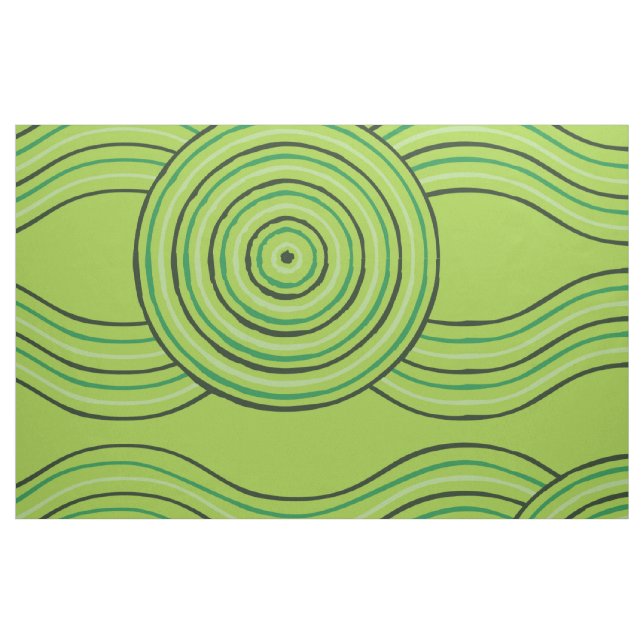 Tela Bosque tropical de arte aborigen ("Cuarto gordo" (fat quarter))
