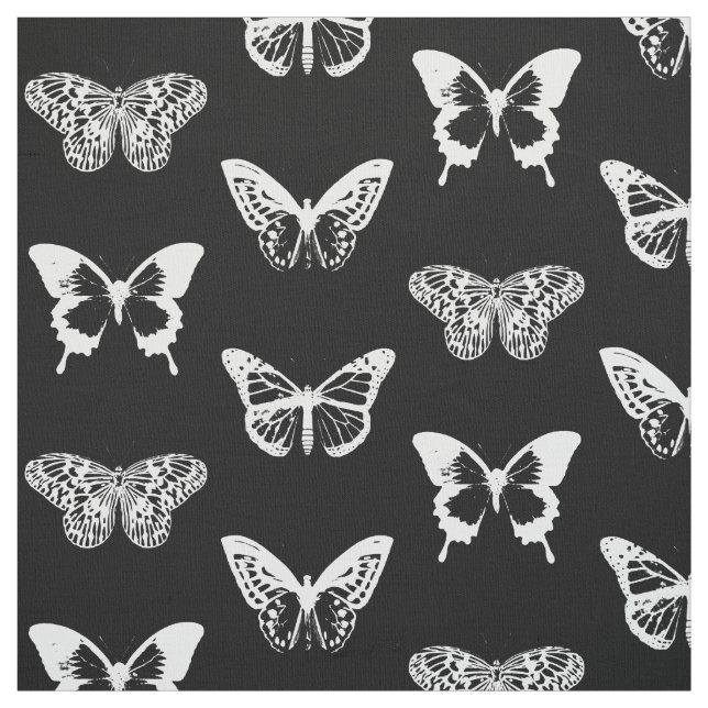 Tela Bosquejo, blanco y negro de la mariposa (Retal)