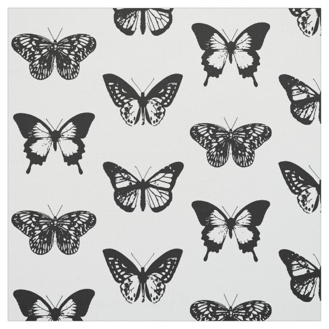 Tela Bosquejo de la mariposa, blanco y negro (Retal)